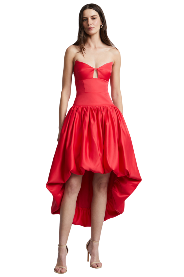 BCBGMAXAZARIA-Solid Bubble Hem Dress-Red-38