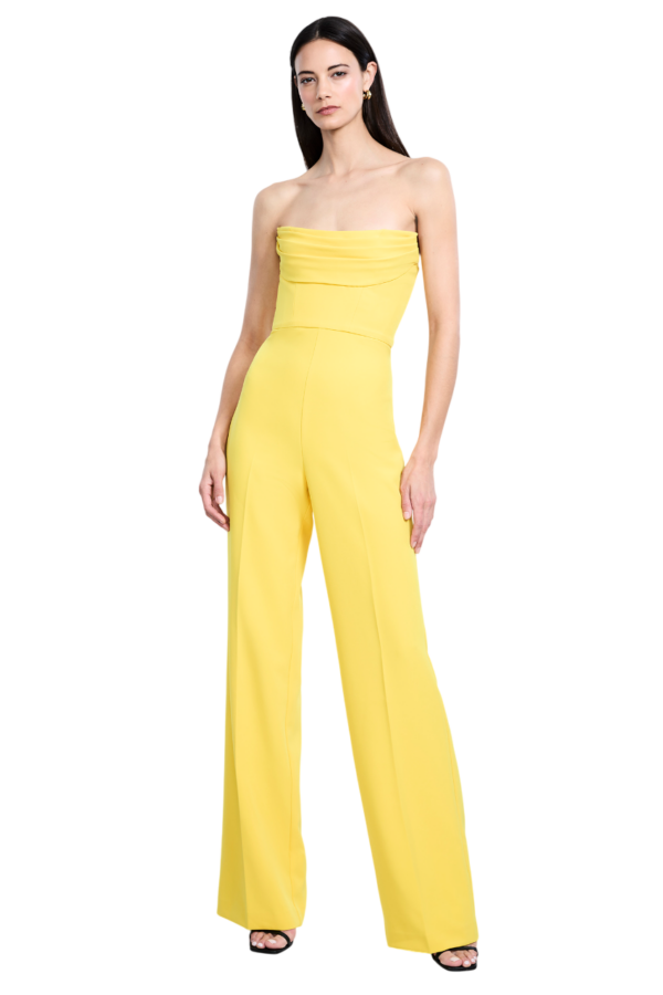 BCBGMAXAZARIA-Corset  Jumpsuit  With Drape-Yellow-38