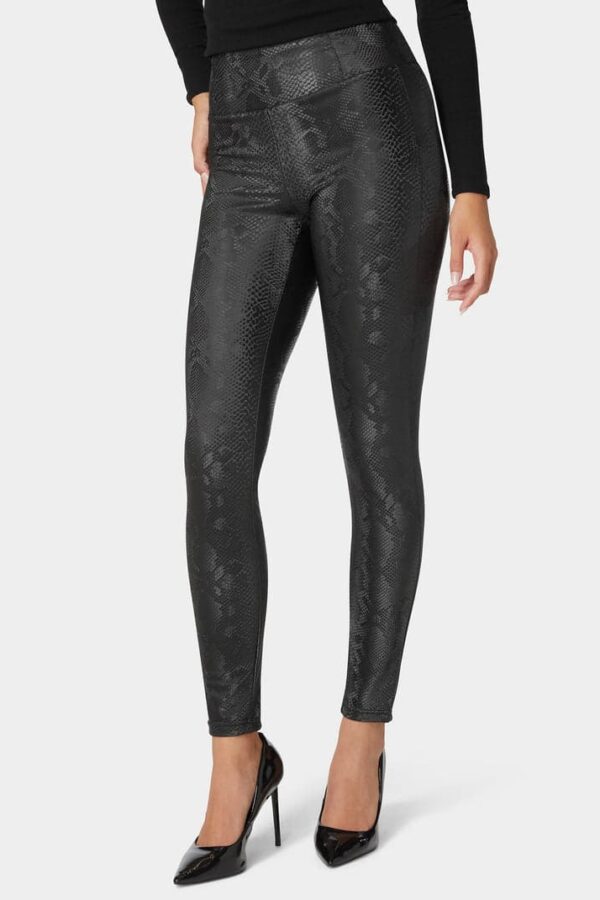 Bebe-High Waist Embossed Vegan Leather Legging-Black-XS