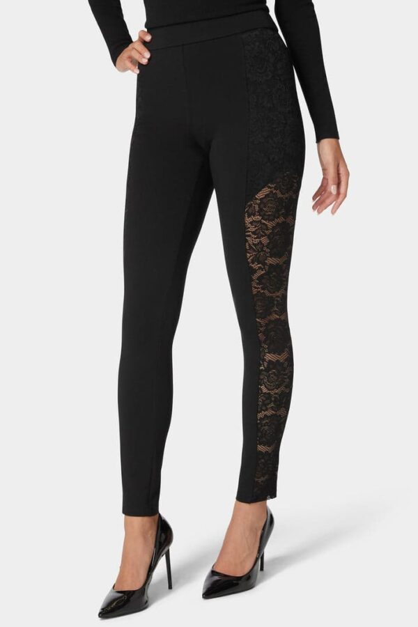 Bebe-High Waist Lace Combo Insert Pdr Legging-Black-XS