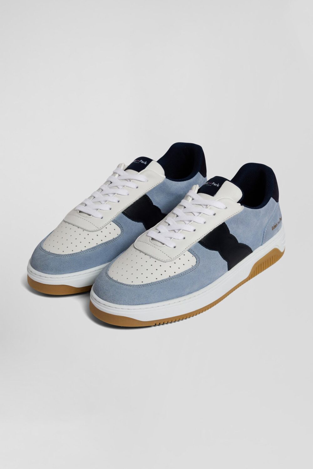 Eden Park-Leather Low-Top Sneakers With Cutouts-Blue Sky-41