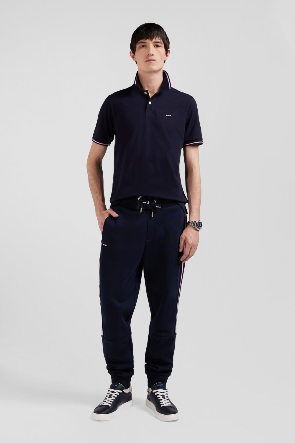 Eden Park-Jogging Pants With Striped Braid Regular Fit-Navy Blue-XL
