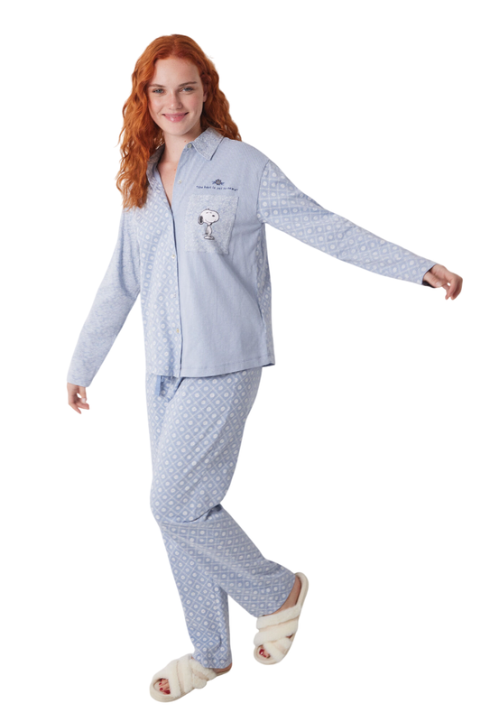 P-359916617-TM-Photoroom Women Secret-Long Classic Pyjamas Cotton Striped And Flowers-Blue-M