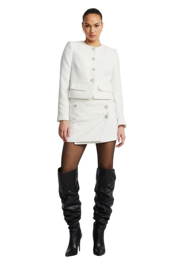 BCBGMAXAZARIA-Tweed Chasseur Jacket-White-2