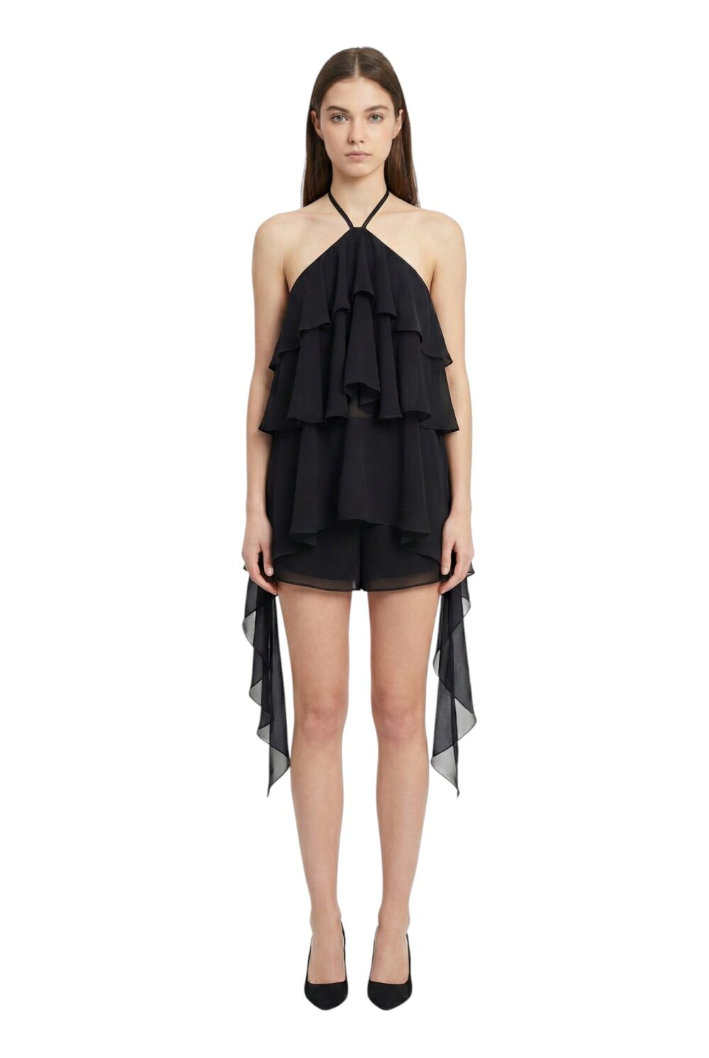 BSB-Off-shoulders top halter neck with self-tie-Black-44