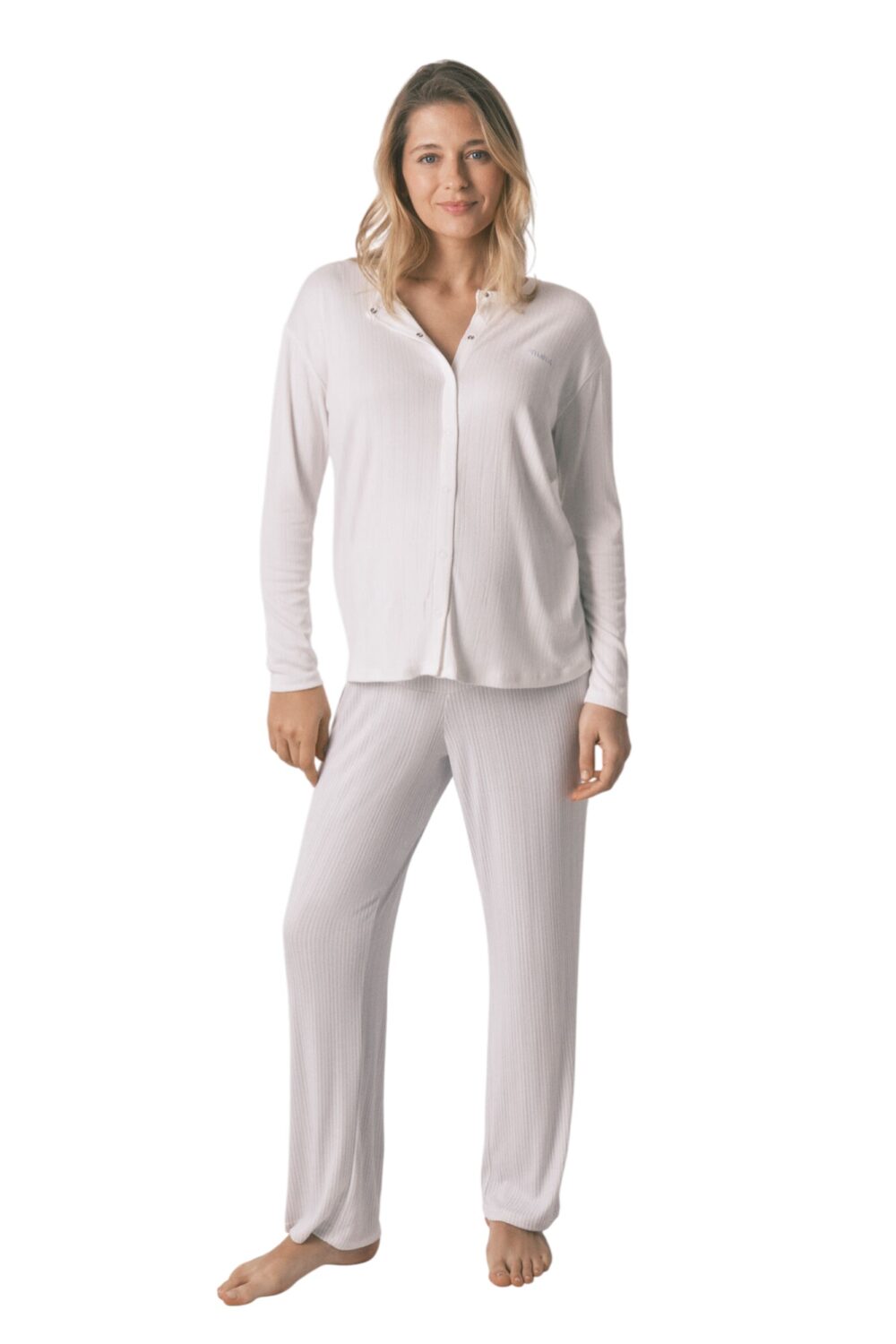 186 Women Secret-jersey-knit long maternity pyjamas-Blue-XXL