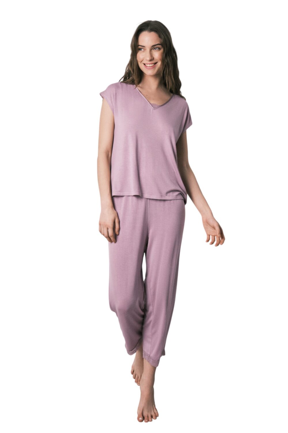 189 Women Secret-Capri viscose soft touch pajamas-Pink-XXL