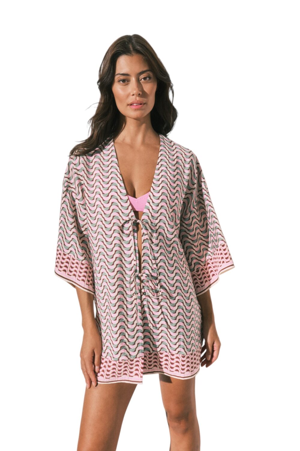 22 Women Secret-Short kimono tunic with geometric print-Multicolour-XXL