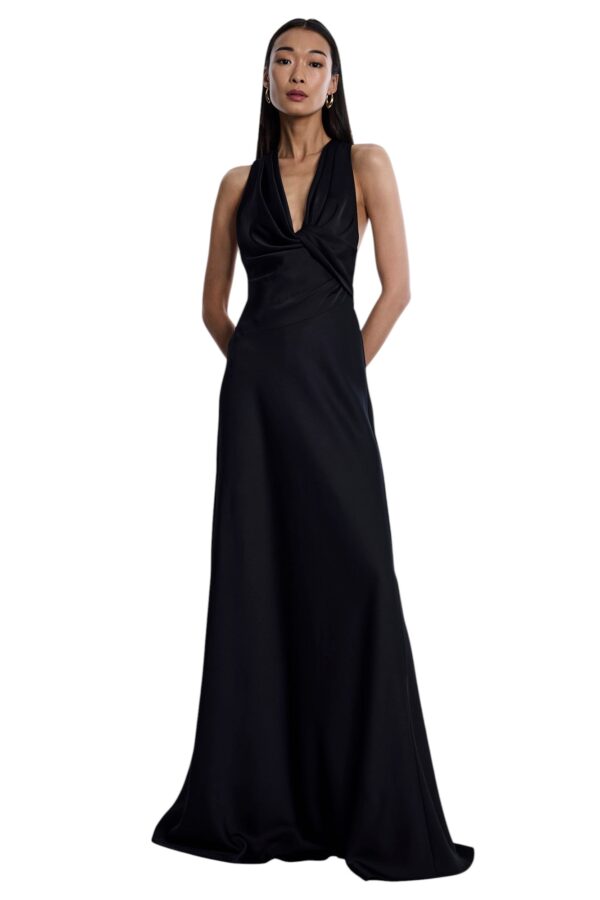 BCBGMAXAZARIA-Cowl Neck Halter Gown-Black-8