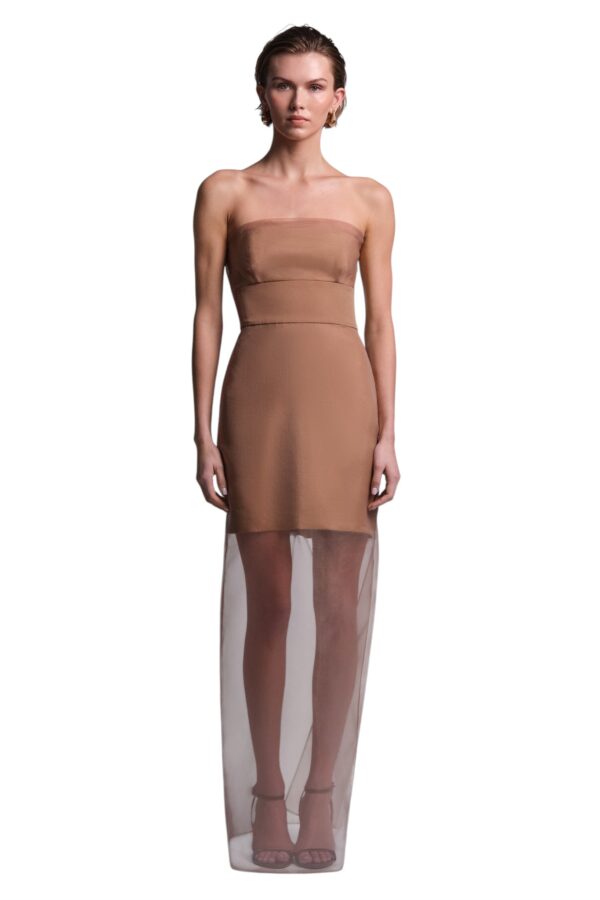 BCBGMAXAZARIA-Eva Dress Sheer nude organza dress layered over a softly structured base creating-Bronze-8
