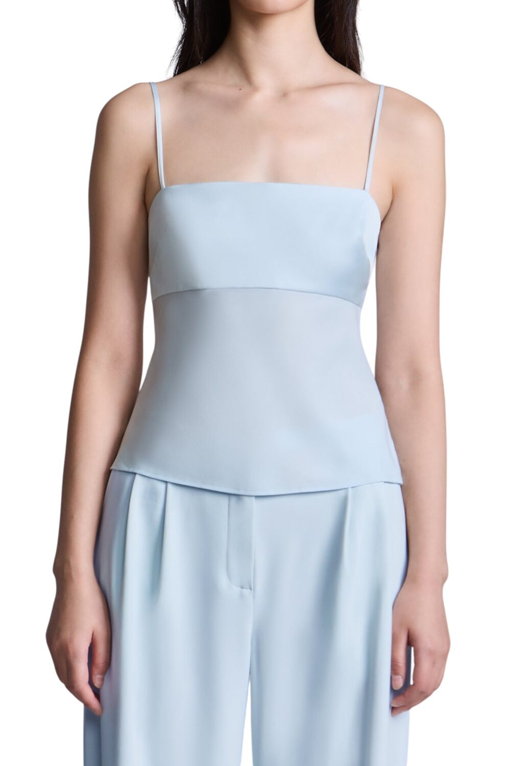 BCBGMAXAZARIA-Katie Top Aqua blue camisole with a smooth fitted bodice and delicate straps for a barely-there feel-Blue-8