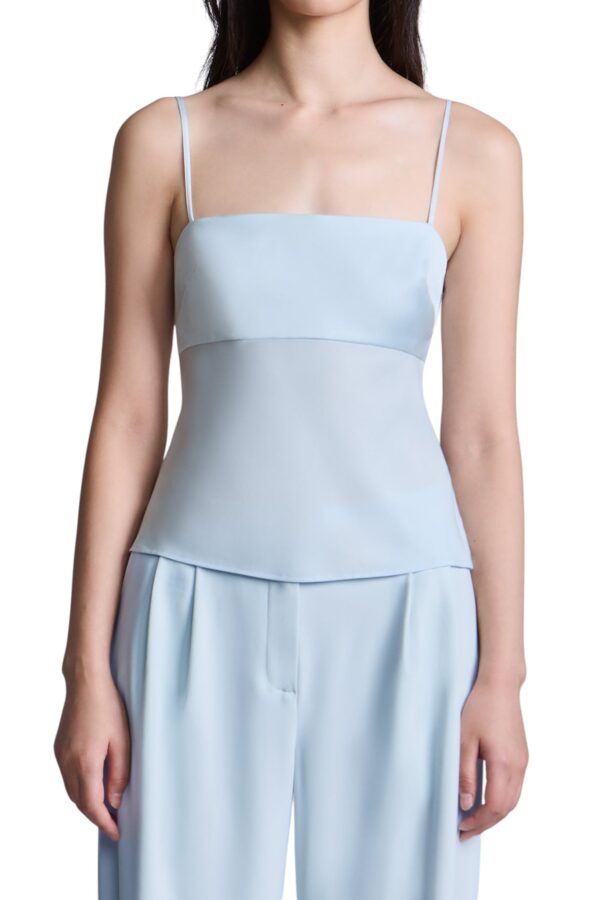 BCBGMAXAZARIA-Katie Top Aqua blue camisole with a smooth fitted bodice and delicate straps for a barely-there feel-Blue-8