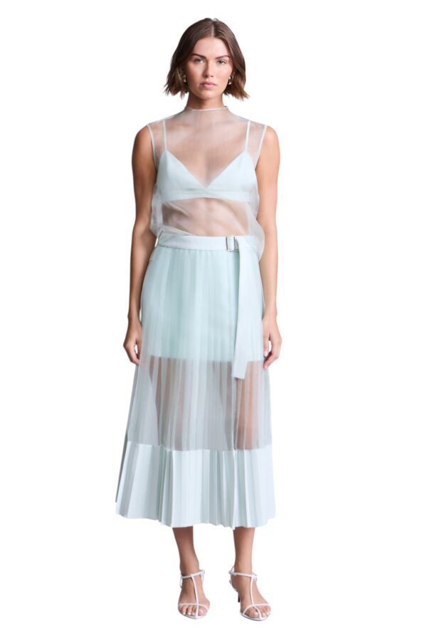 BCBGMAXAZARIA-Erin Softly pleated midi skirt in an airy aqua hue-Blue-8