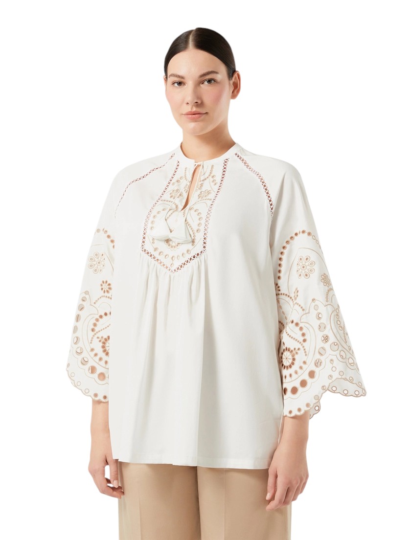 28 Marina Rinaldi-Embroidered cotton satin tunic-White-27