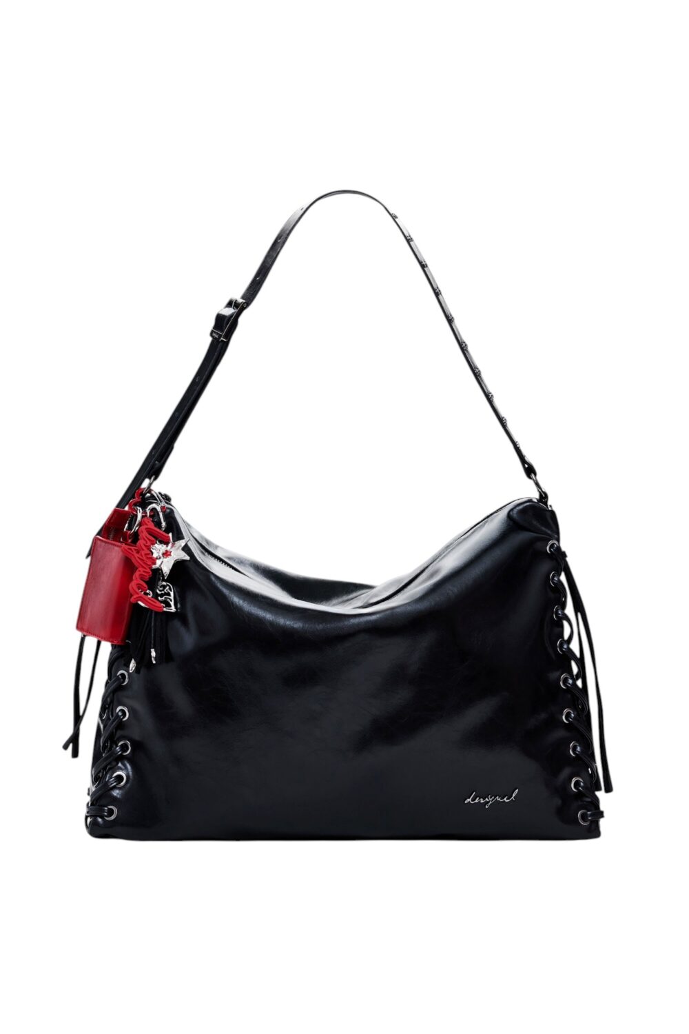 Desigual-Bolso de hombro en tejido efecto piel con acabado brillante-Black-U