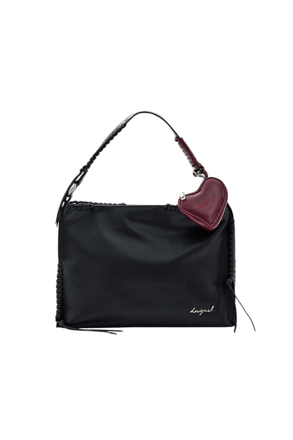 Desigual-Bolso mediano de efecto piel con detalles trenzados-Black-U