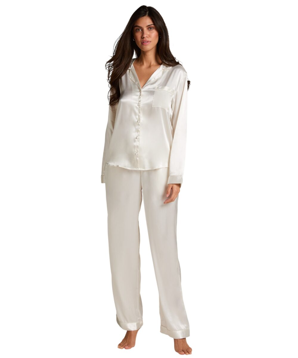 HUNKEMÖLLER-Pyjama Set Shiny Satin-White-L