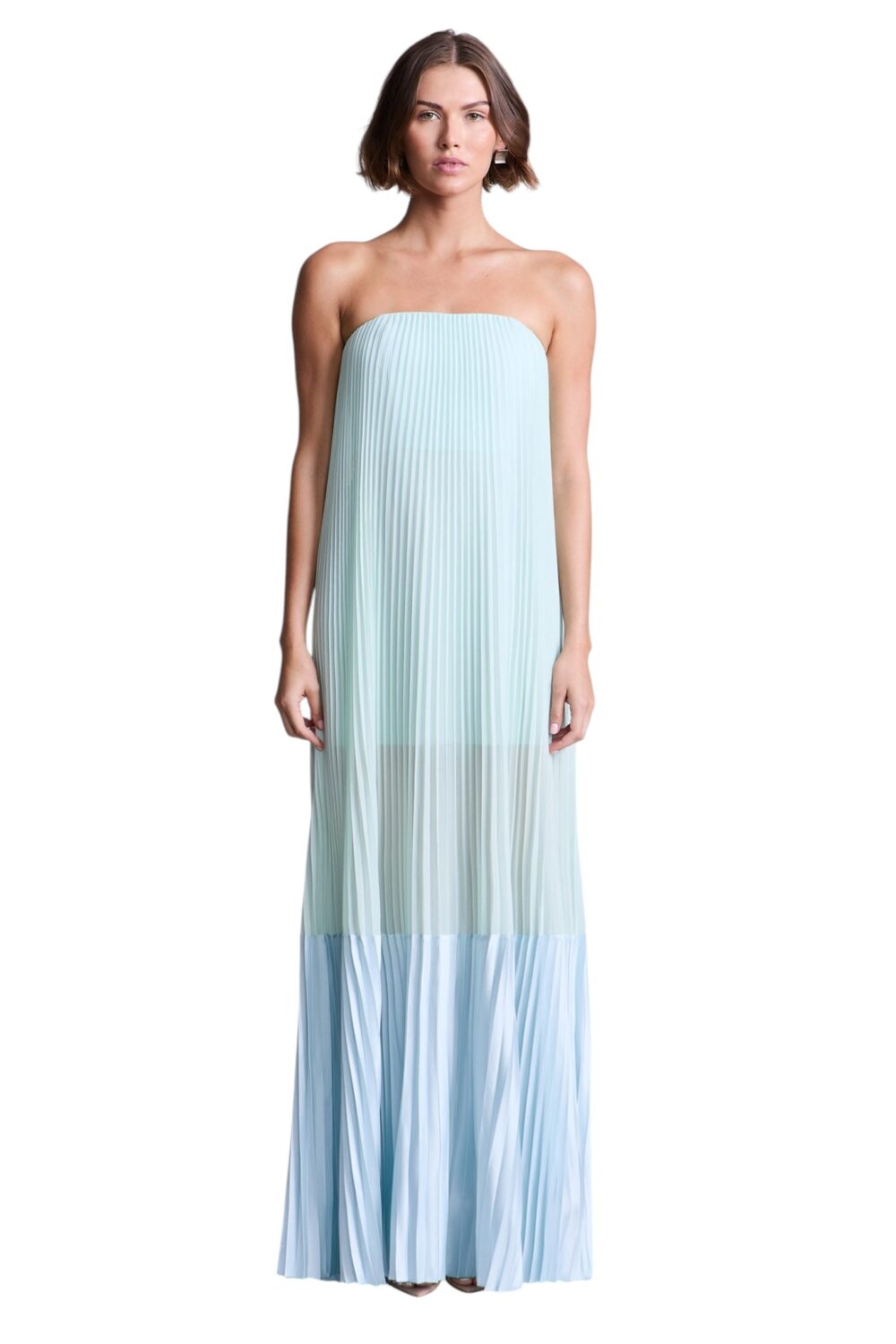 BCBGMAXAZARIA-Nora Gown pleated crafted with airy light-catching layers that move with ease-Blue-8