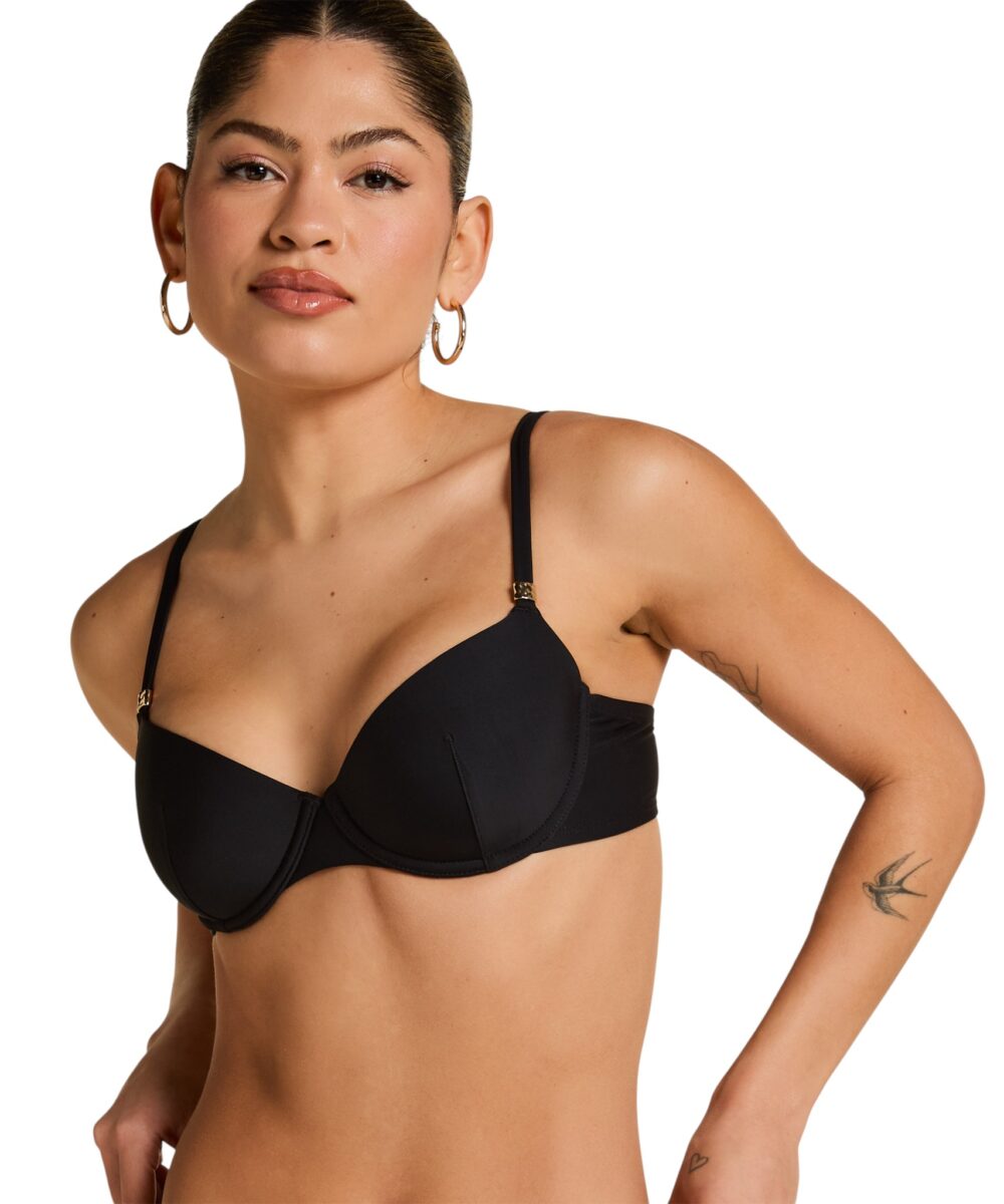 767 HUNKEMÖLLER-Luxe Padded Underwired Bikini Top-Black-B75