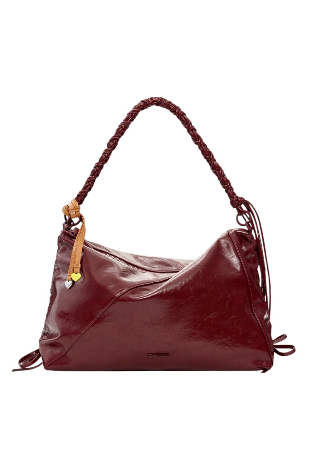 85 Desigual-Garnet faux leather-effect bag with short braided handle-Red-U