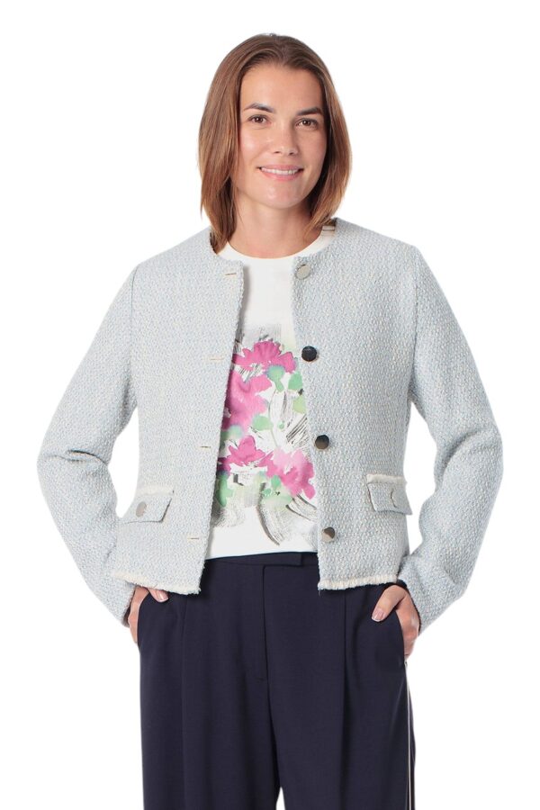 Gerry Weber-Elegant bouclé jacket with button placket-Blue-38