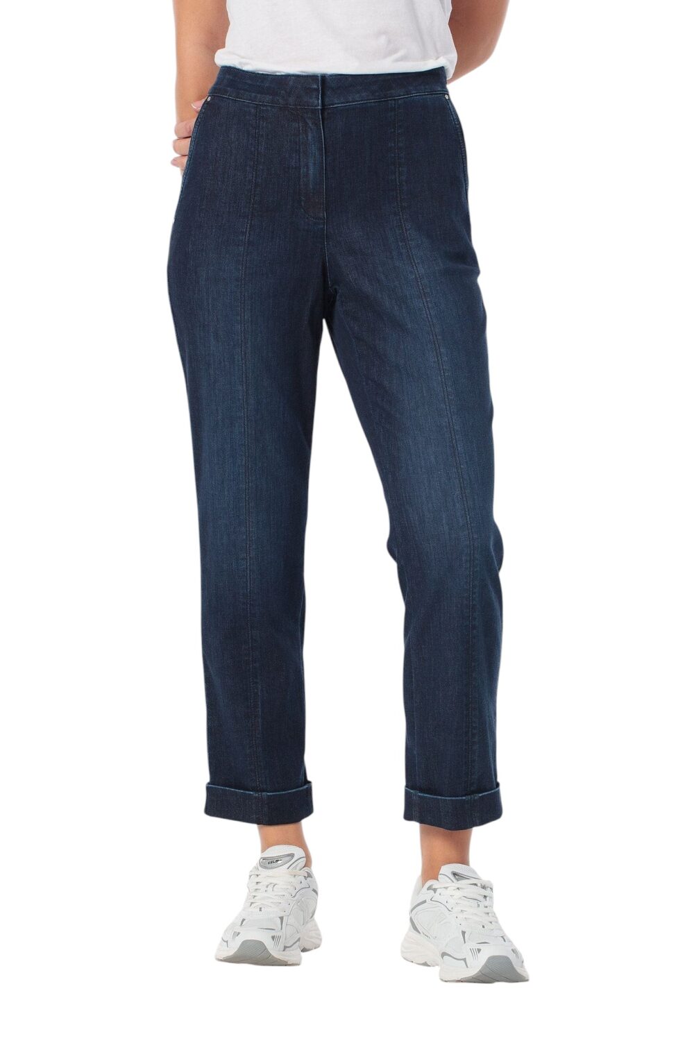 313 Gerry Weber-Cotton chino trousers in denim look-Blue-38