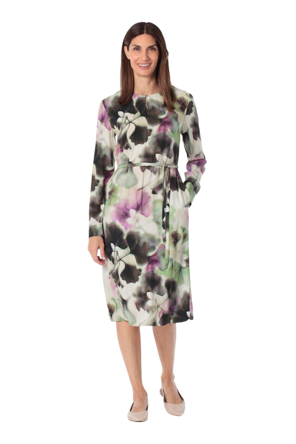 Gerry Weber-Long-sleeved dress with abstract floral pattern-MultiColour-38