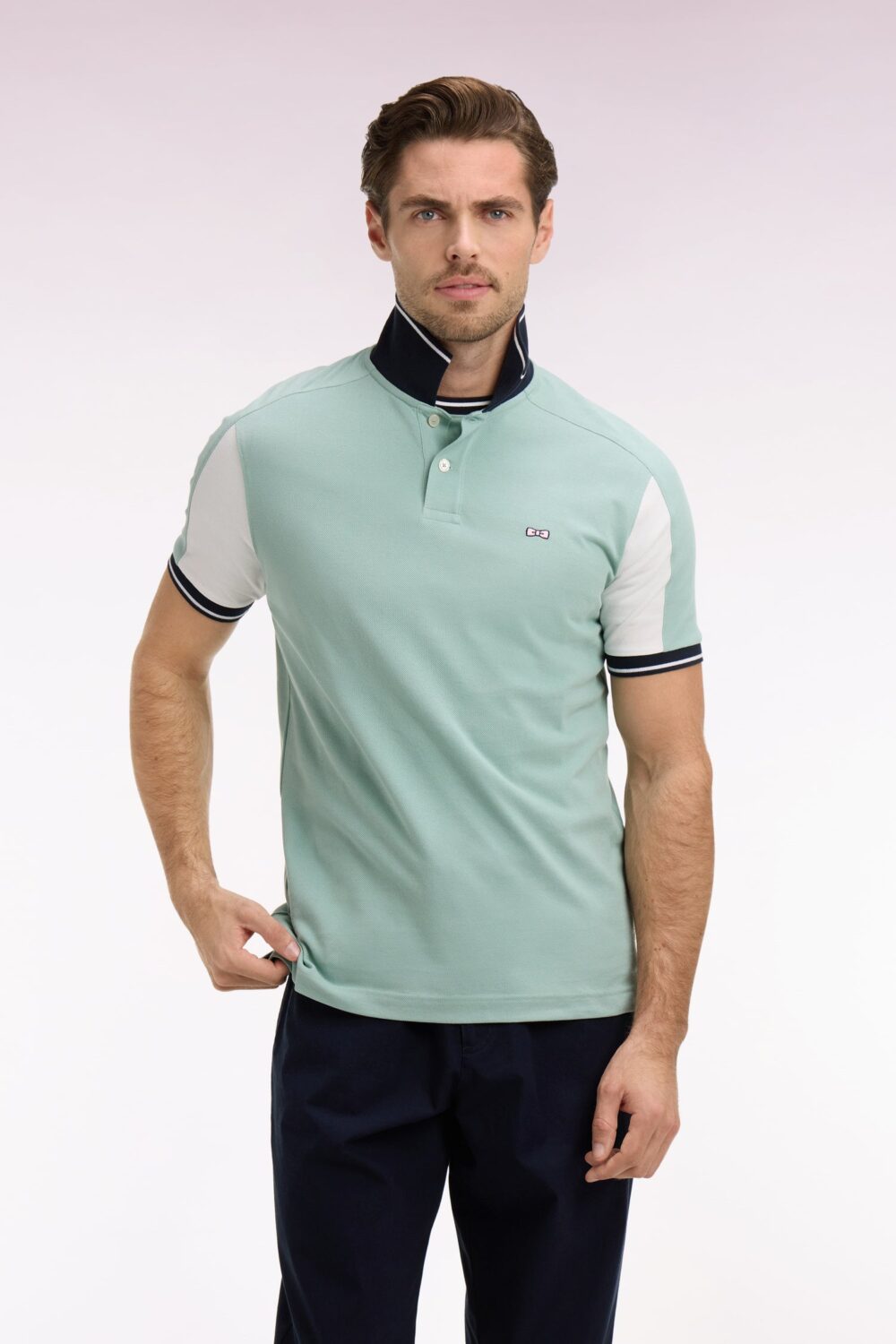 Eden Park-Short-sleeved regular-fit embroidered polo shirt-Green-2XL