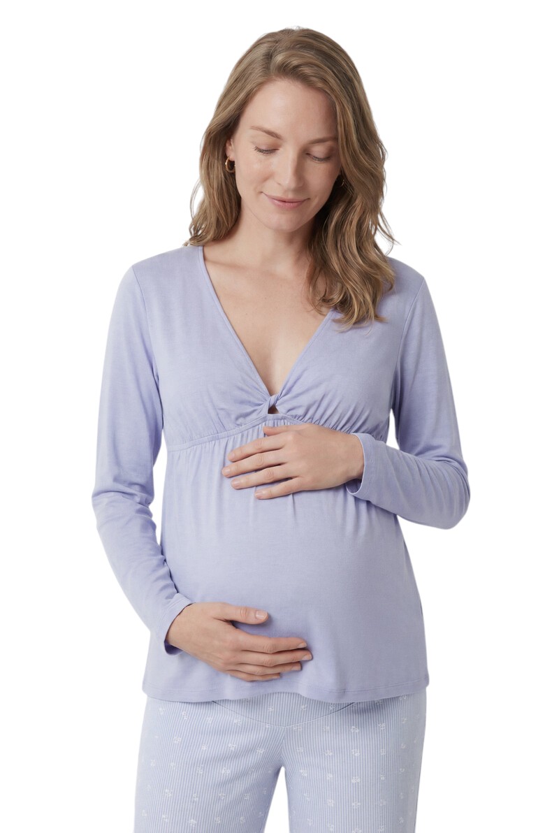 4464357-1 Women Secret-Long "maternity" Capri pajamas-Blue-XXL